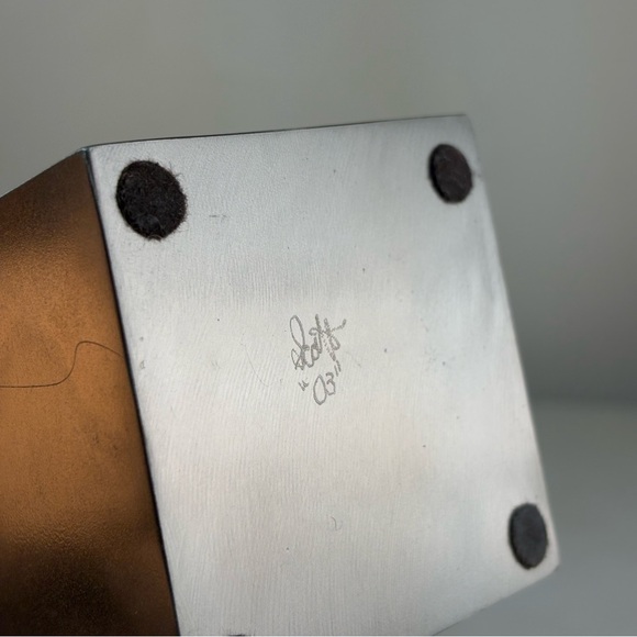 Brushed Stainless Steel Handmade Artist Post Modern Sculptural Vase Signed 2003 - Picture 9 of 11